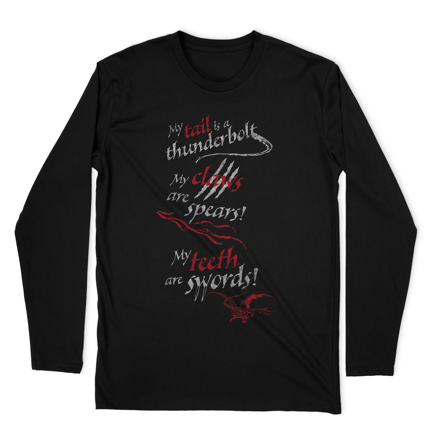 THE HOBBIT TAIL CLAWS TEETH LONG SLEEVE T-SHIRT