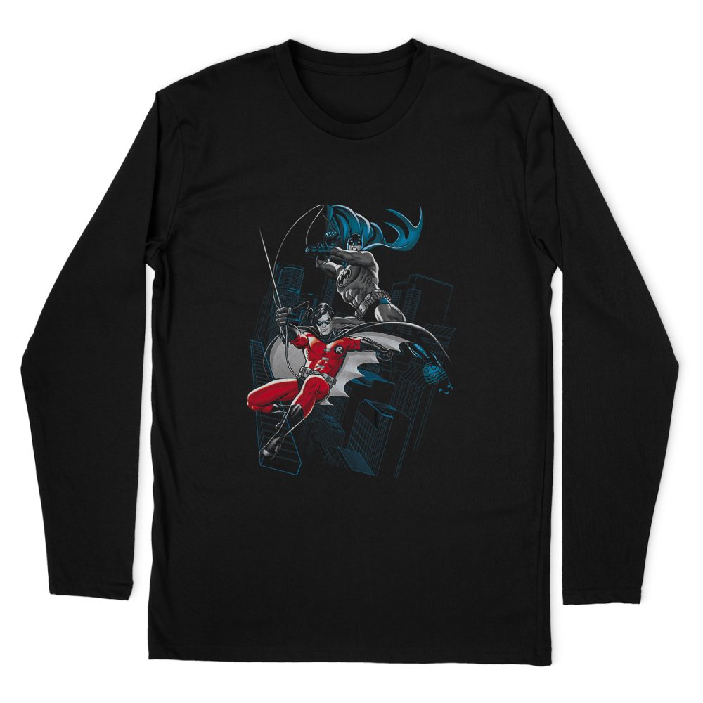 BATMAN BLACK AND WHITE LONG SLEEVE T-SHIRT