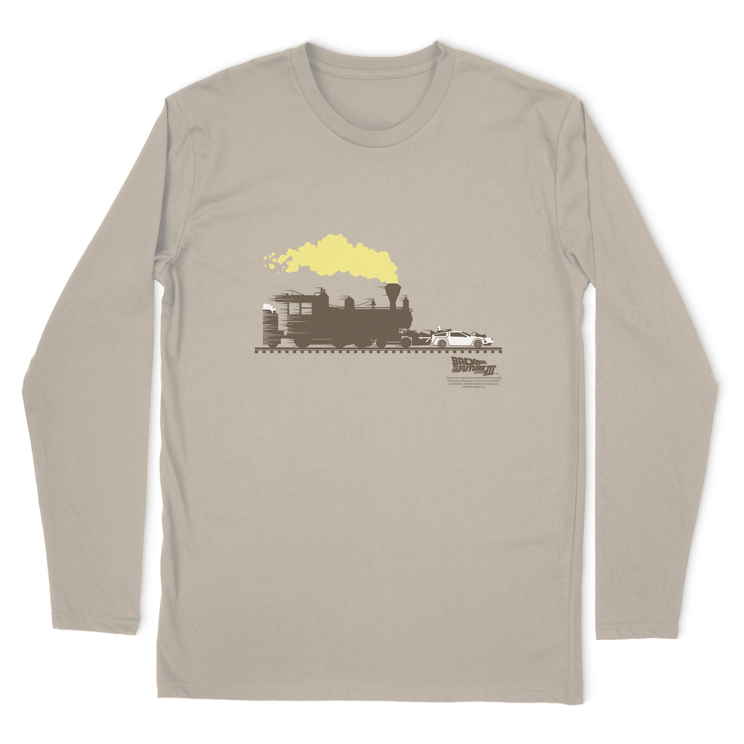 BACK TO THE FUTURE TRILOGY PUSHING THE DELOREAN LONG SLEEVE T-SHIRT