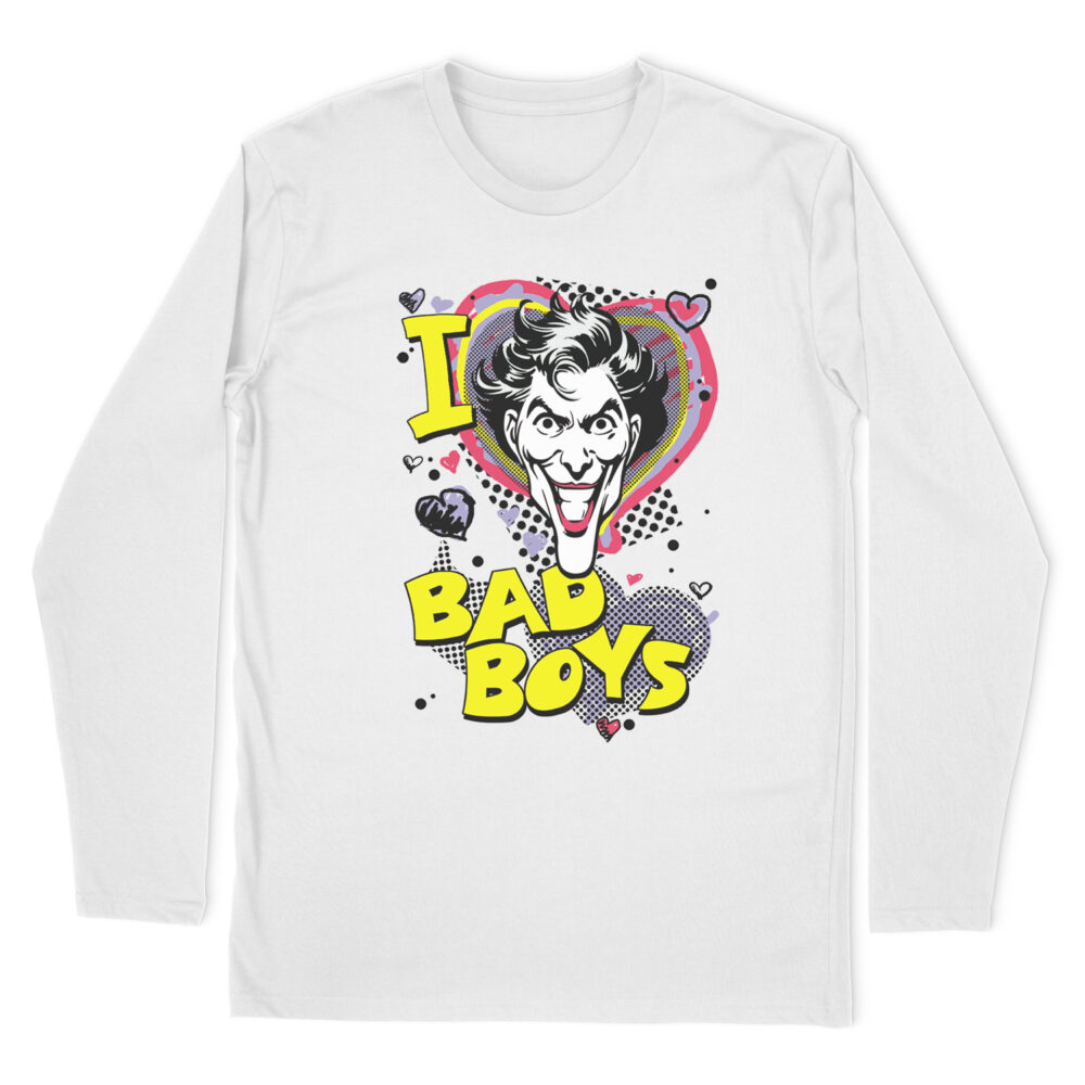 DC COMICS I HEART BAD BOYS 2 LONG SLEEVE T-SHIRT