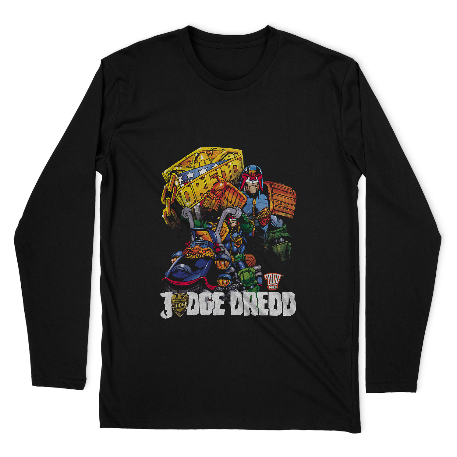 JUDGE DREDD BIKE AND BADGE LONG SLEEVE T-SHIRT