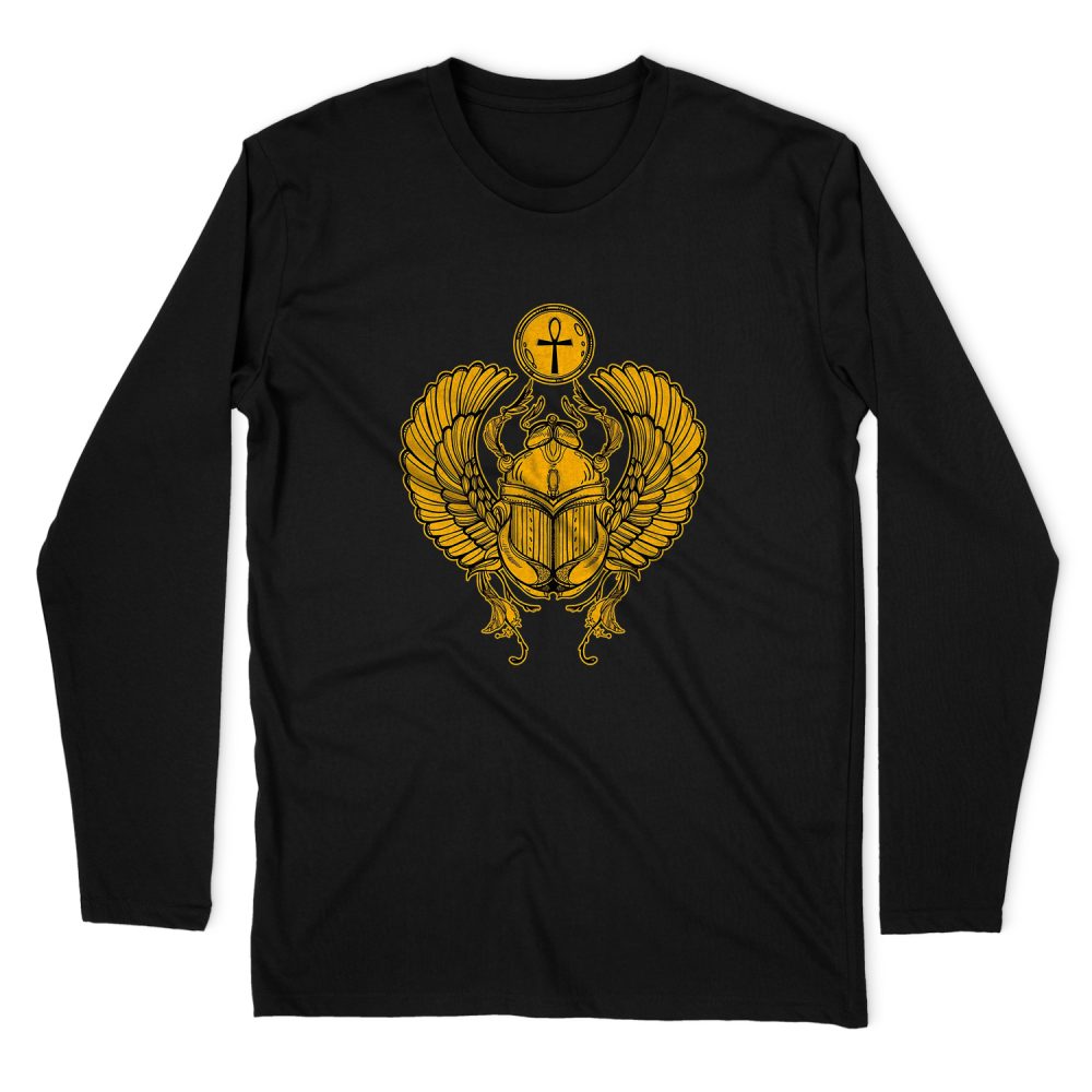 GOLDEN SCARB BEETLE SOLAR DEITY - ANCIENT EGYPTIAN SYMBOL LONG SLEEVE T-SHIRT