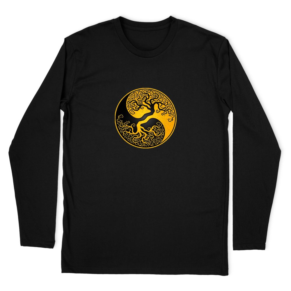 YELLOW AND BLACK TREE OF LIFE YING YONG LONG SLEEVE T-SHIRT
